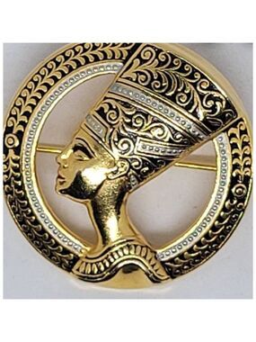 Vintage 1950s Queen Nefertiti Brooch Pin Two Tone